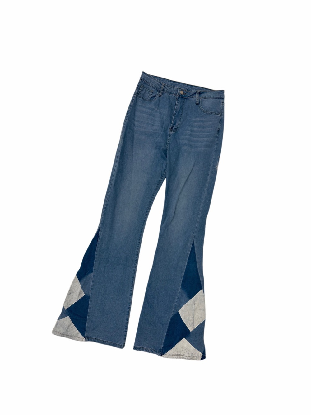 Rustic Painted Patchwork Flared Women’s Jeans